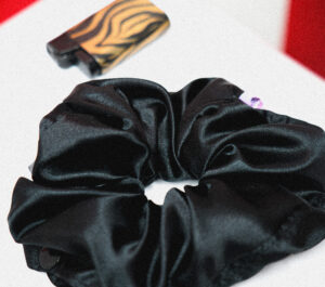 chouchou cache-verre noir satin