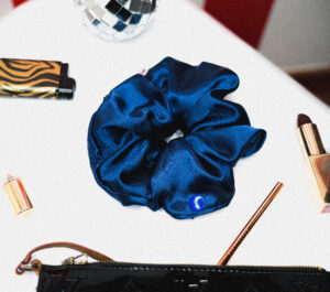 chouchou cache-verre bleu satin