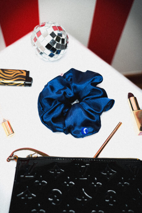 Chouchou cache-verre - Bleu satin